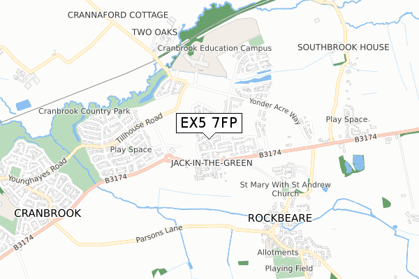 EX5 7FP map - small scale - OS Open Zoomstack (Ordnance Survey)