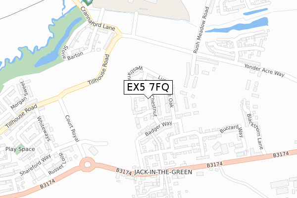 EX5 7FQ map - large scale - OS Open Zoomstack (Ordnance Survey)