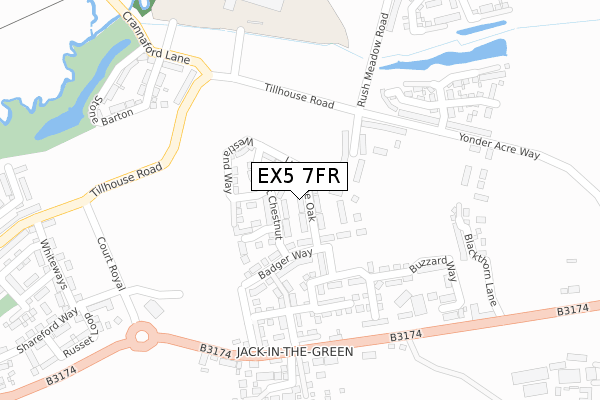 EX5 7FR map - large scale - OS Open Zoomstack (Ordnance Survey)