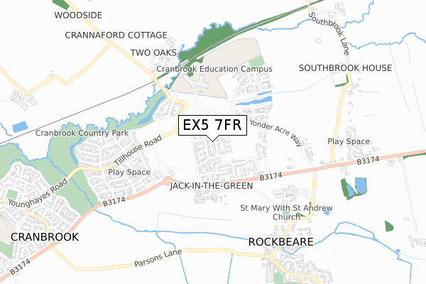 EX5 7FR map - small scale - OS Open Zoomstack (Ordnance Survey)