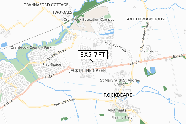 EX5 7FT map - small scale - OS Open Zoomstack (Ordnance Survey)