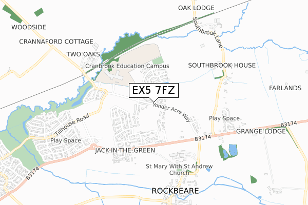 EX5 7FZ map - small scale - OS Open Zoomstack (Ordnance Survey) EX5 7FZ map - small scale - OS Open Zoomstack (Ordnance Survey)