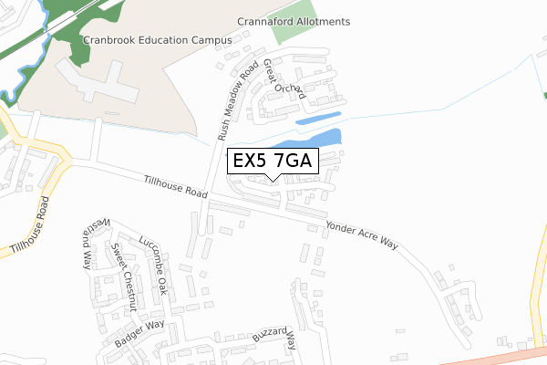 EX5 7GA map - large scale - OS Open Zoomstack (Ordnance Survey)