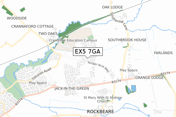 EX5 7GA map - small scale - OS Open Zoomstack (Ordnance Survey)