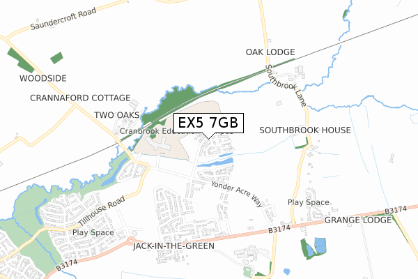 EX5 7GB map - small scale - OS Open Zoomstack (Ordnance Survey)
