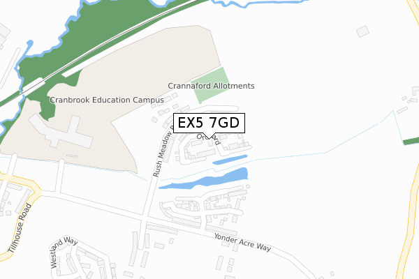 EX5 7GD map - large scale - OS Open Zoomstack (Ordnance Survey)