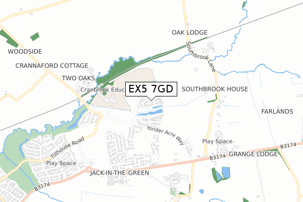 EX5 7GD map - small scale - OS Open Zoomstack (Ordnance Survey)