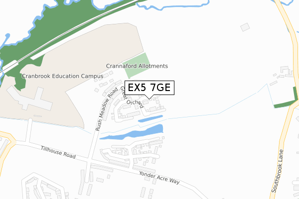 EX5 7GE map - large scale - OS Open Zoomstack (Ordnance Survey)