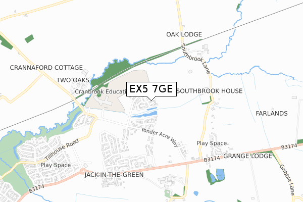 EX5 7GE map - small scale - OS Open Zoomstack (Ordnance Survey)