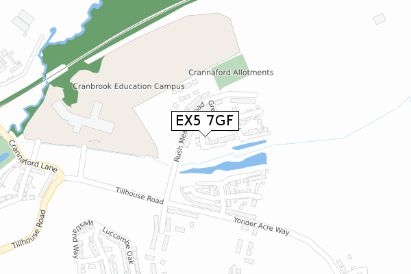 EX5 7GF map - large scale - OS Open Zoomstack (Ordnance Survey)