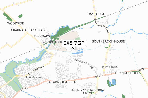 EX5 7GF map - small scale - OS Open Zoomstack (Ordnance Survey)
