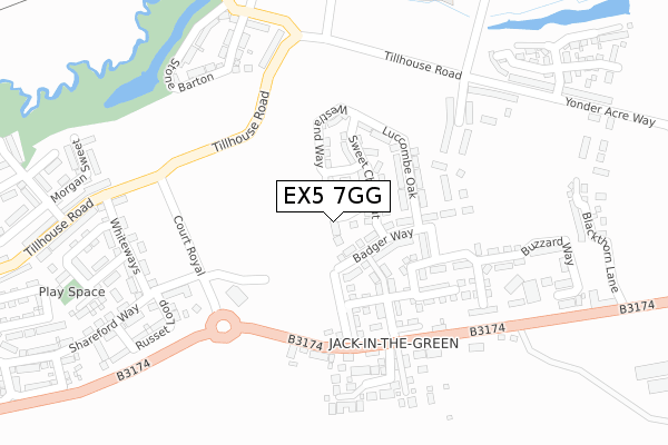 EX5 7GG map - large scale - OS Open Zoomstack (Ordnance Survey)