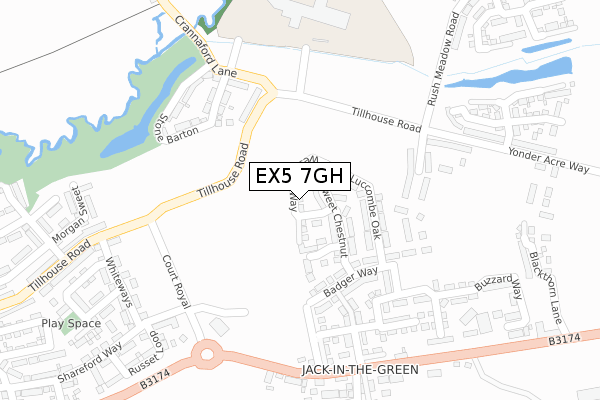 EX5 7GH map - large scale - OS Open Zoomstack (Ordnance Survey)