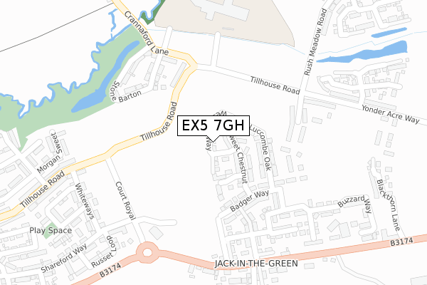 EX5 7GH map - large scale - OS Open Zoomstack (Ordnance Survey) EX5 7GH map - large scale - OS Open Zoomstack (Ordnance Survey)