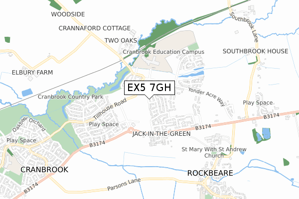 EX5 7GH map - small scale - OS Open Zoomstack (Ordnance Survey)