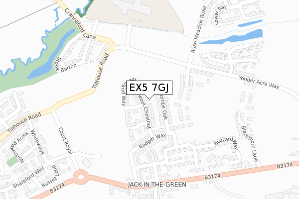 EX5 7GJ map - large scale - OS Open Zoomstack (Ordnance Survey)