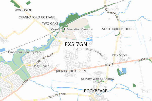 EX5 7GN map - small scale - OS Open Zoomstack (Ordnance Survey)