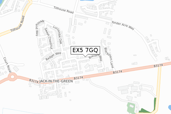 EX5 7GQ map - large scale - OS Open Zoomstack (Ordnance Survey)