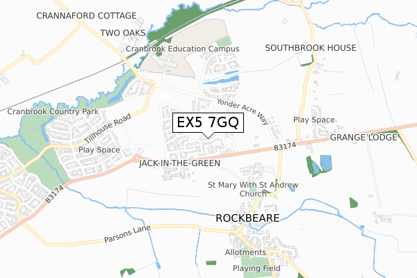 EX5 7GQ map - small scale - OS Open Zoomstack (Ordnance Survey) EX5 7GQ map - small scale - OS Open Zoomstack (Ordnance Survey)