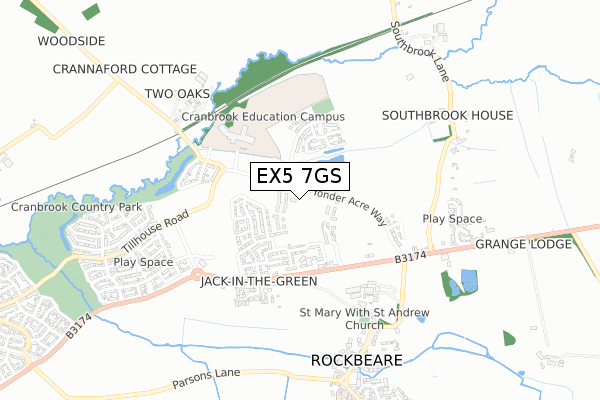 EX5 7GS map - small scale - OS Open Zoomstack (Ordnance Survey)