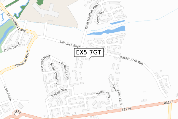 EX5 7GT map - large scale - OS Open Zoomstack (Ordnance Survey)