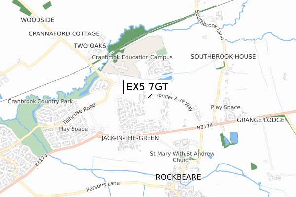 EX5 7GT map - small scale - OS Open Zoomstack (Ordnance Survey)