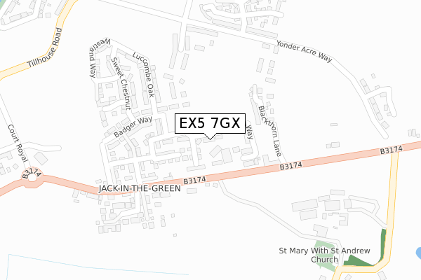 EX5 7GX map - large scale - OS Open Zoomstack (Ordnance Survey)