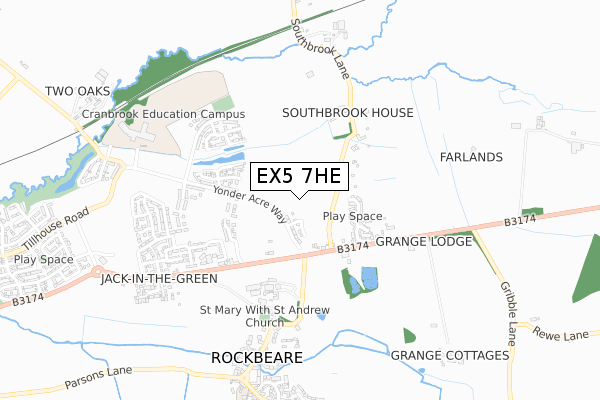 EX5 7HE map - small scale - OS Open Zoomstack (Ordnance Survey)
