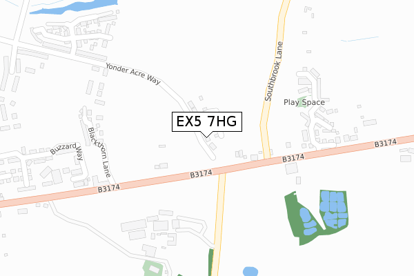 EX5 7HG map - large scale - OS Open Zoomstack (Ordnance Survey)