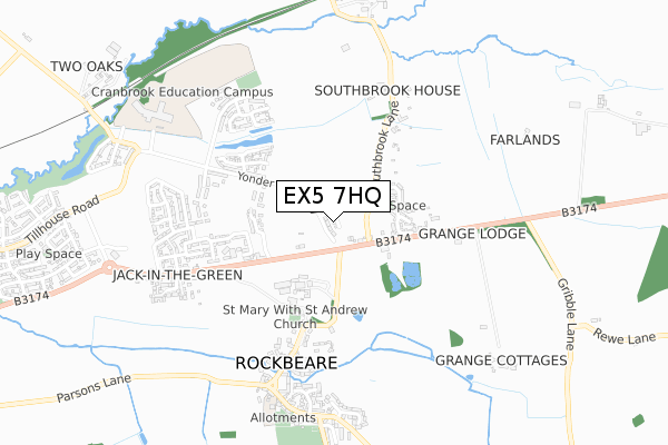 EX5 7HQ map - small scale - OS Open Zoomstack (Ordnance Survey)