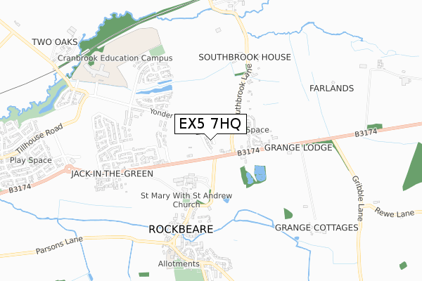 EX5 7HQ map - small scale - OS Open Zoomstack (Ordnance Survey) EX5 7HQ map - small scale - OS Open Zoomstack (Ordnance Survey)