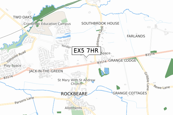 EX5 7HR map - small scale - OS Open Zoomstack (Ordnance Survey)