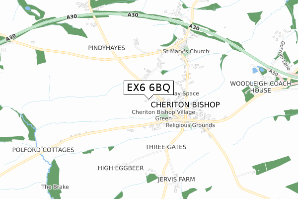 EX6 6BQ map - small scale - OS Open Zoomstack (Ordnance Survey) EX6 6BQ map - small scale - OS Open Zoomstack (Ordnance Survey)