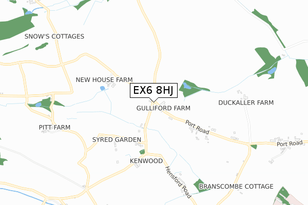 EX6 8HJ map - small scale - OS Open Zoomstack (Ordnance Survey)