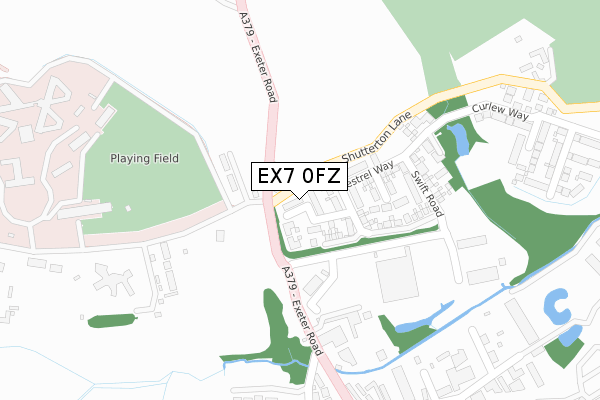 EX7 0FZ map - large scale - OS Open Zoomstack (Ordnance Survey)