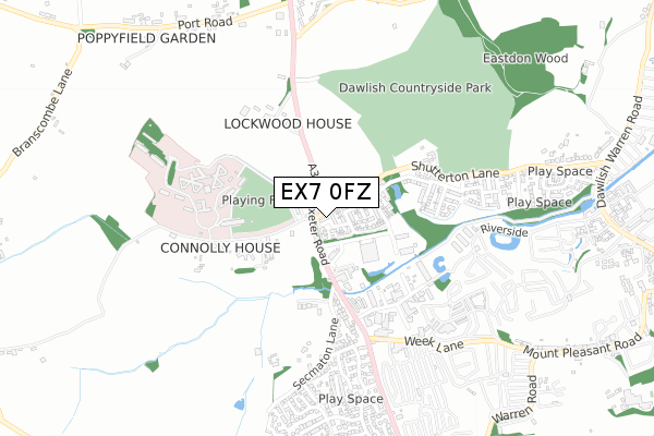EX7 0FZ map - small scale - OS Open Zoomstack (Ordnance Survey)