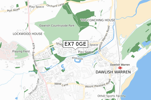 EX7 0GE map - small scale - OS Open Zoomstack (Ordnance Survey)
