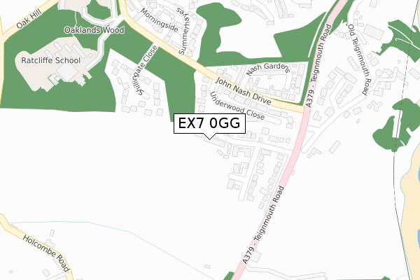 EX7 0GG map - large scale - OS Open Zoomstack (Ordnance Survey)