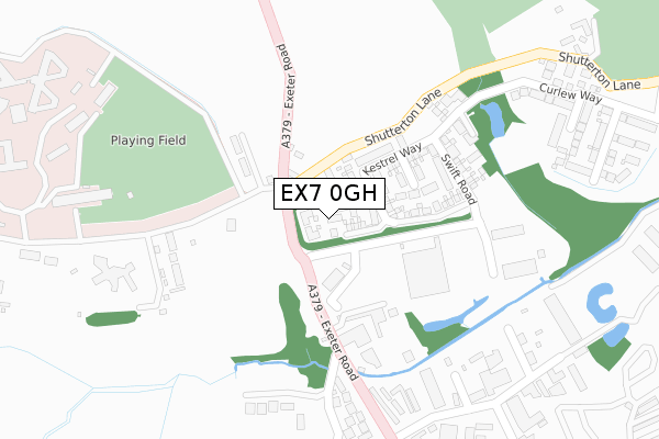 EX7 0GH map - large scale - OS Open Zoomstack (Ordnance Survey)