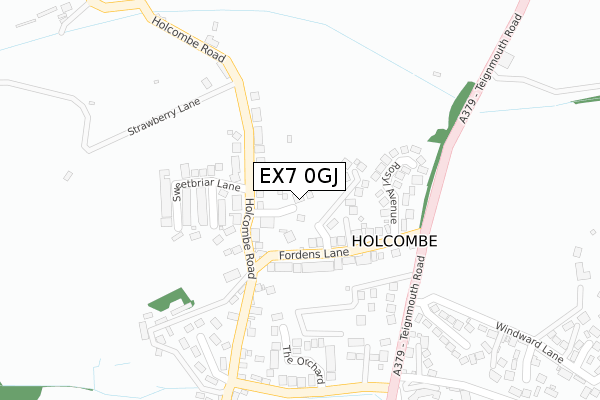 EX7 0GJ map - large scale - OS Open Zoomstack (Ordnance Survey)