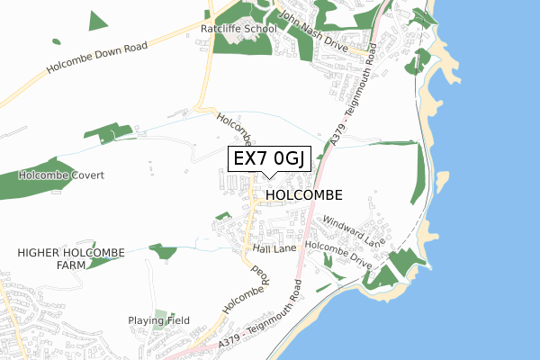 EX7 0GJ map - small scale - OS Open Zoomstack (Ordnance Survey)