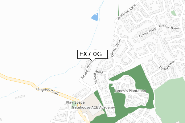 EX7 0GL map - large scale - OS Open Zoomstack (Ordnance Survey)