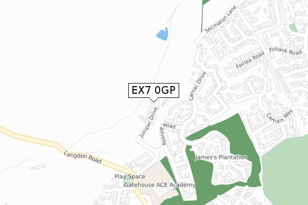 EX7 0GP map - large scale - OS Open Zoomstack (Ordnance Survey)