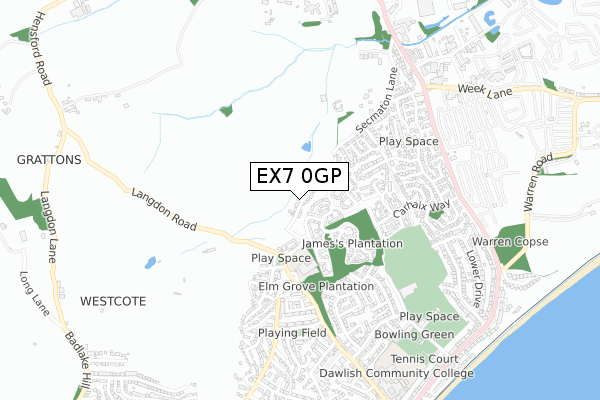 EX7 0GP map - small scale - OS Open Zoomstack (Ordnance Survey)
