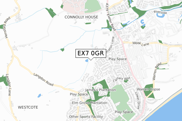 EX7 0GR map - small scale - OS Open Zoomstack (Ordnance Survey)