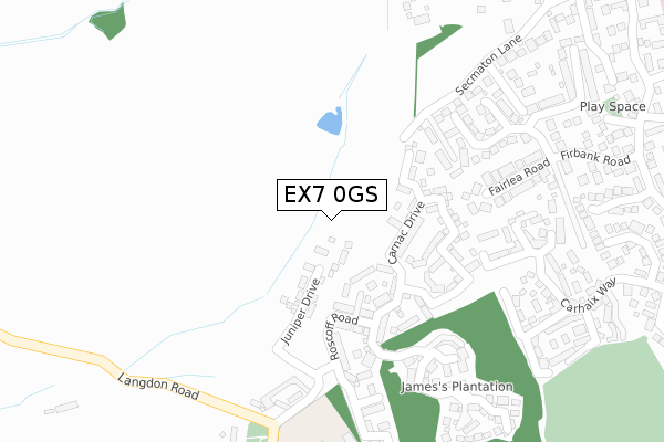 EX7 0GS map - large scale - OS Open Zoomstack (Ordnance Survey)