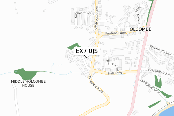 EX7 0JS map - large scale - OS Open Zoomstack (Ordnance Survey)