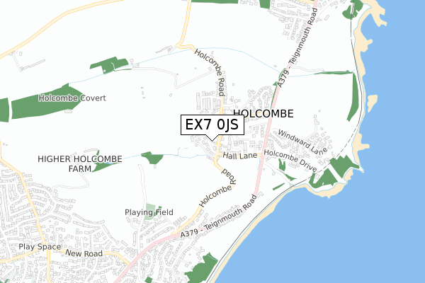 EX7 0JS map - small scale - OS Open Zoomstack (Ordnance Survey)