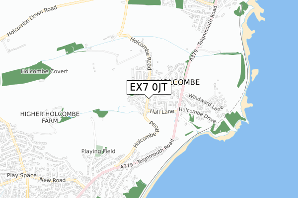 EX7 0JT map - small scale - OS Open Zoomstack (Ordnance Survey)