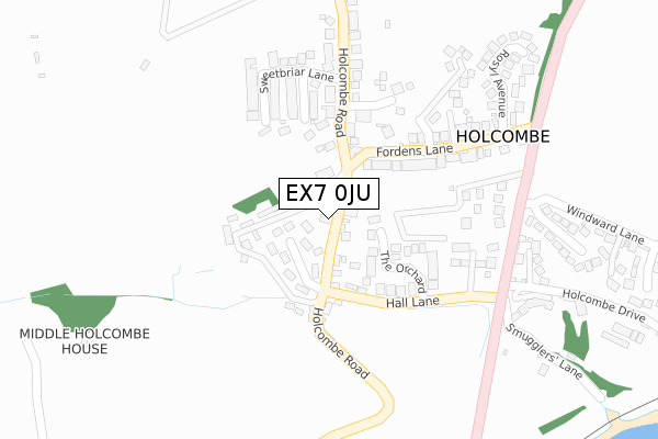 EX7 0JU map - large scale - OS Open Zoomstack (Ordnance Survey)